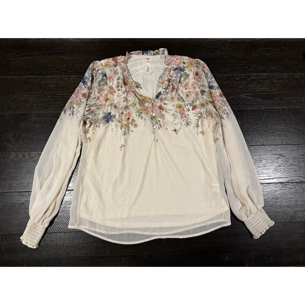 Autres Filles Top Womens Medium Boho Floral Design